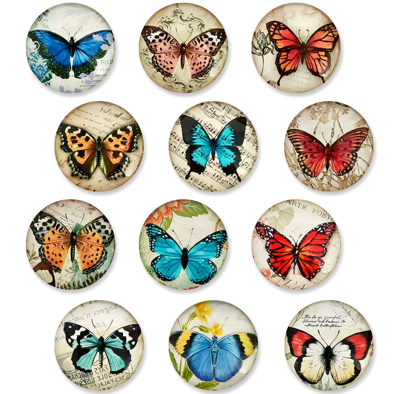 Wrapables Crystal Glass Magnets, Refrigerator Magnets for Office Whiteboards, Cabinets, Lockers (Set of 12)